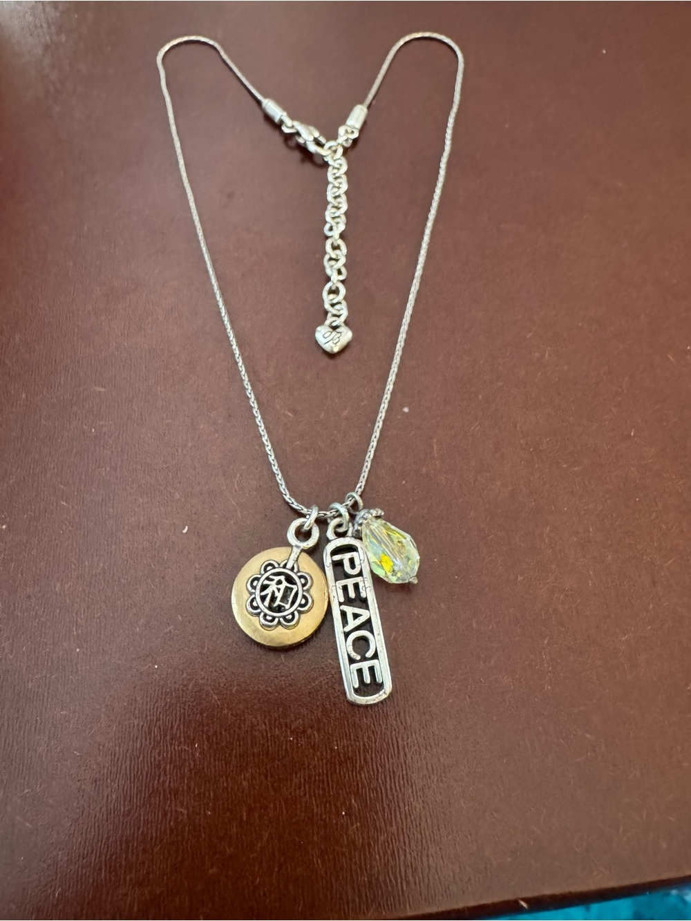 Brighton Peace Charm Necklace with Yellow Crystal Charm